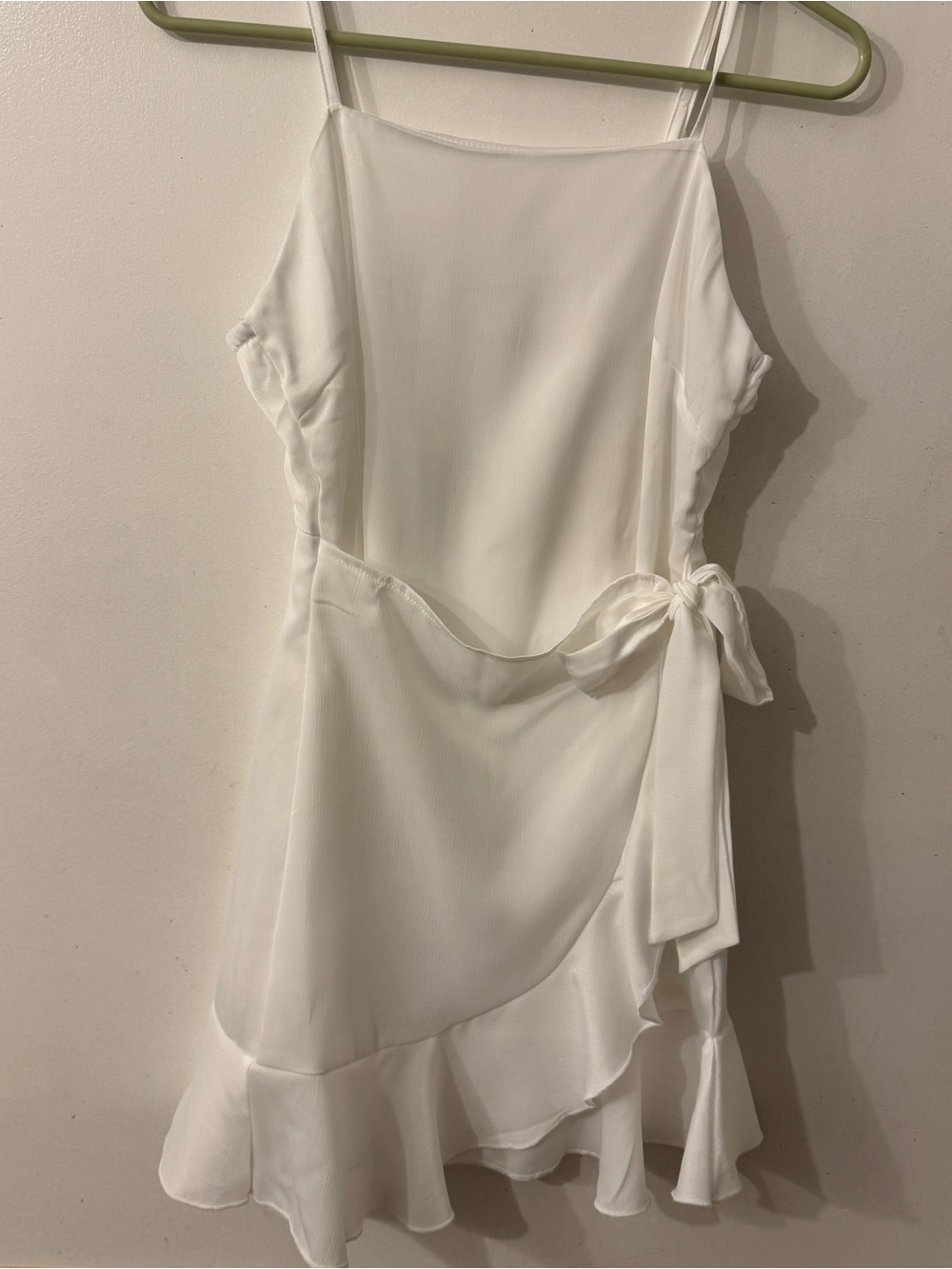 NWT Altar’d State Britta Cream White Ruffled Wrap Mini Dress Fit & Flare S